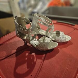 Elegant Silver Strappy Heels